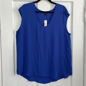 J.Crew Royal Blue Cap Sleeved Top with Slight Hi-Lo Hem